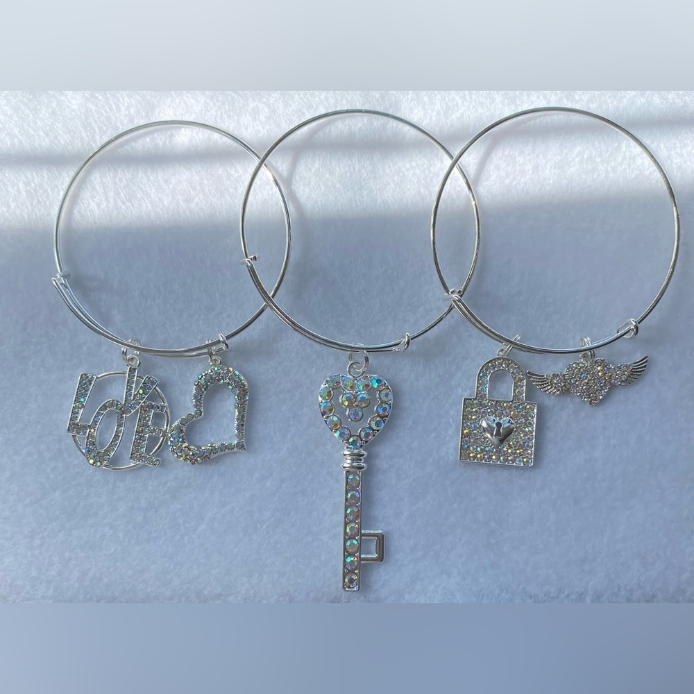 Custom “Love” Charm Bangle Bracelet - Picture 1 of 3